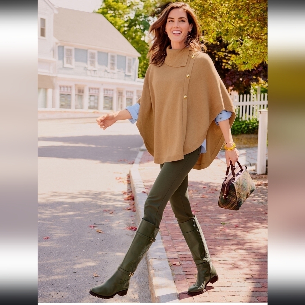 Talbots Women's Cape Poncho Tan with Gold Colored Hardware, Small